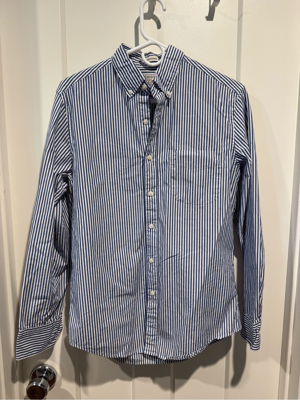 J. Crew Men's Blue & White Stripe Button-Down Shirt. Size S